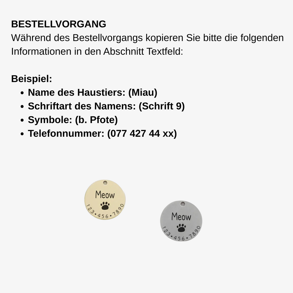 Personalisierter Haustier-Anhänger mit individueller Gravur – Namensschild für Hunde und Katzen, edel und langlebig für Halsbänder