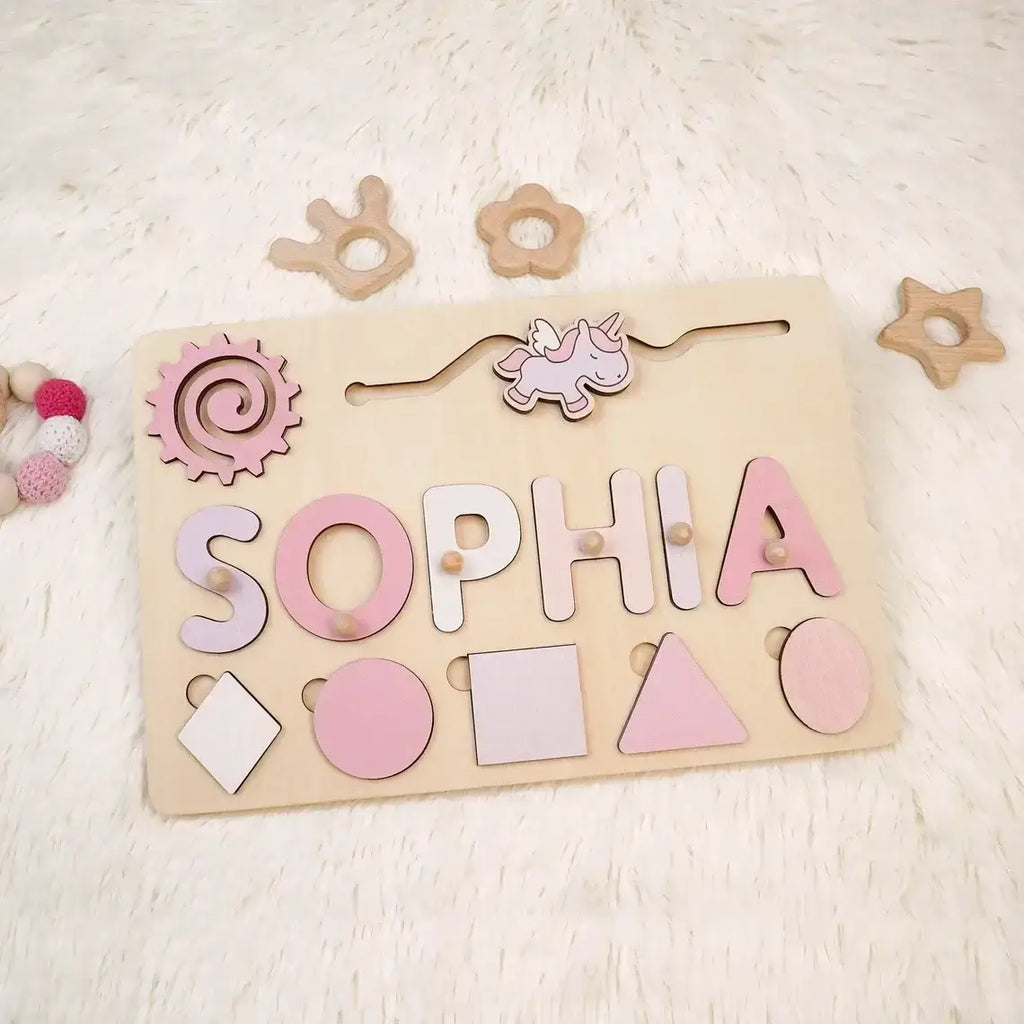 Holzpuzzle personalisiert mit eigenem Namen - kinderfreundliches Lernspielzeug