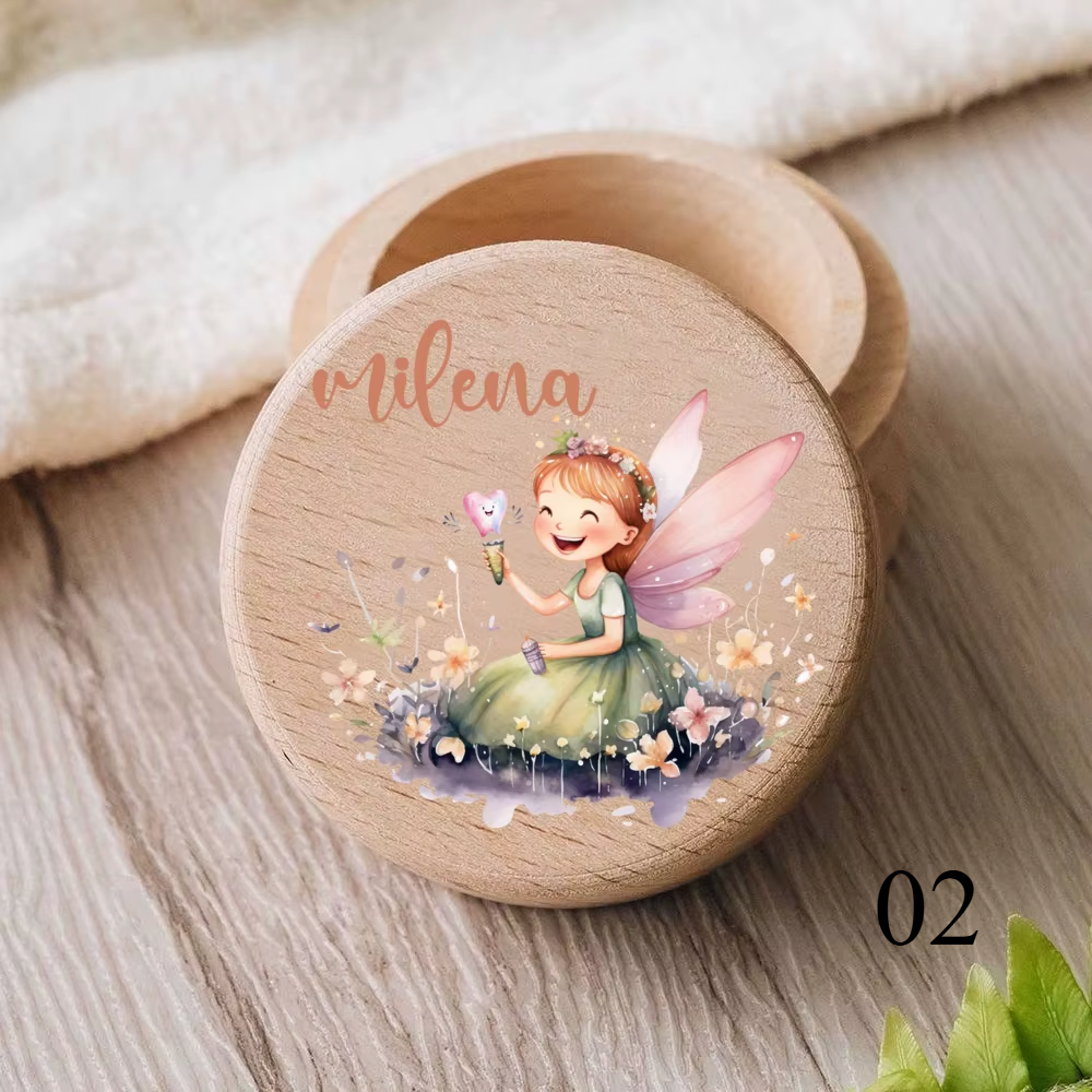 Zahnbox aus Holz mit Namensgravur für Milchzähne – personalisiertes Kinder-Andenken